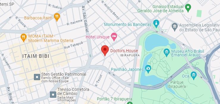 Mapa destacando a localização do coworking odontológico em SP no Jardim Paulista